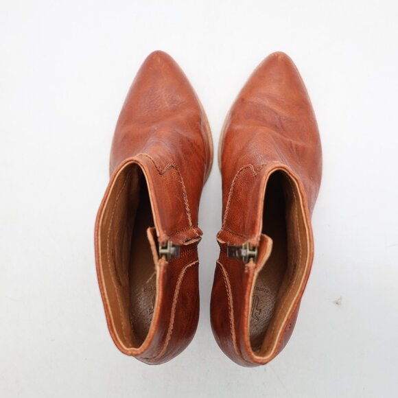 FRYE Reina Ankle Bootie Women's 6 M Cognac Leather Western Cowboy Pointed Toe - Picture 9 of 10